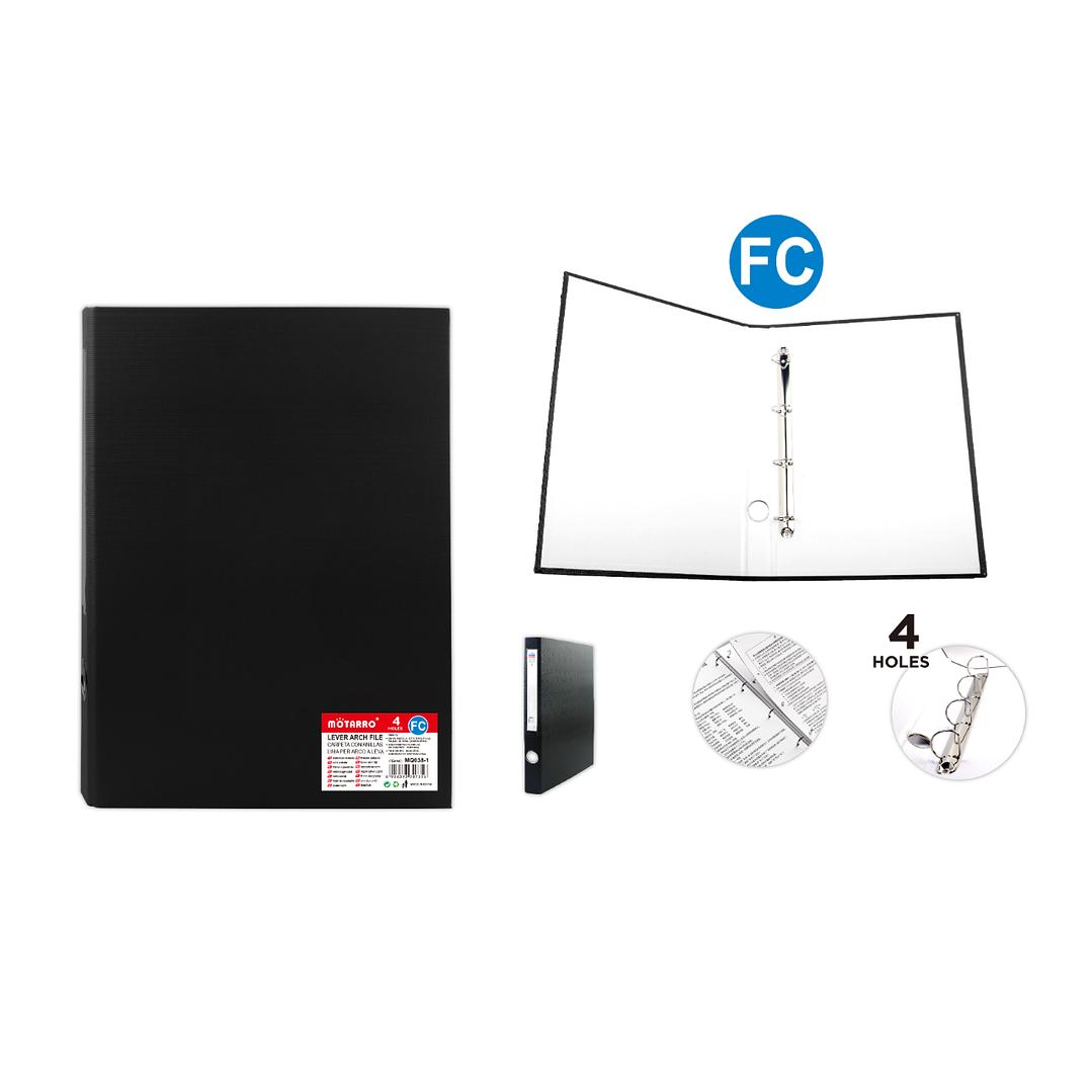 Archivador Con 4 Anillos Negro 1