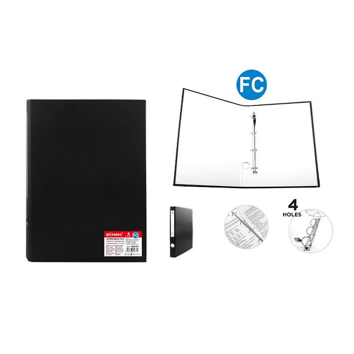 Archivador Con 4 Anillos Negro 1