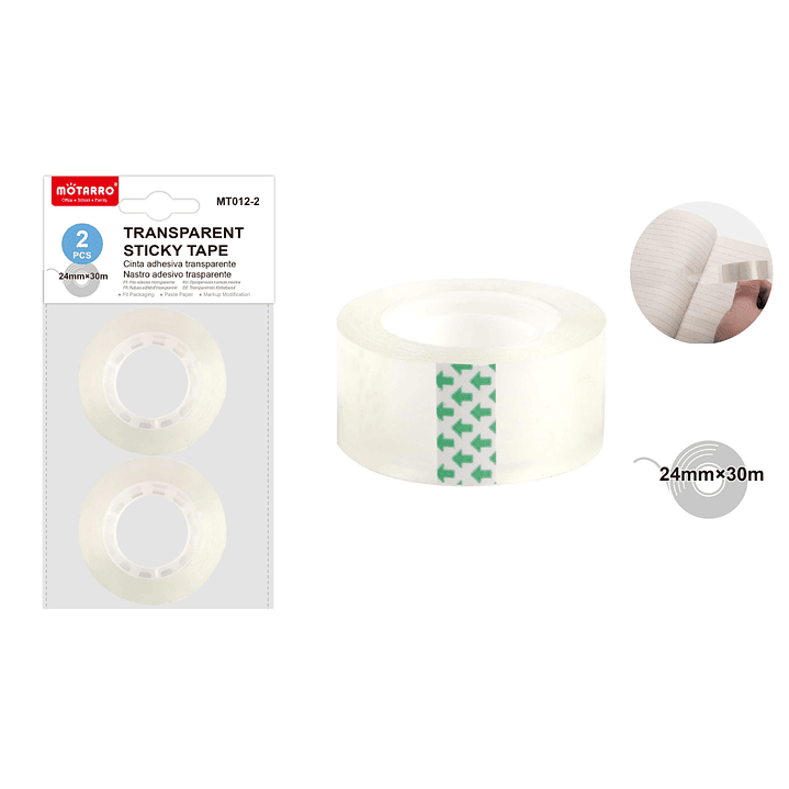 Cinta Adhesiva Transparente 24Mmx30M 2Pcs 1