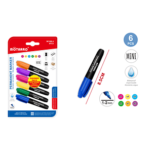 Set Marcador Permanente mini 6 colores 8.5cm 6pcs