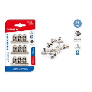 Clip Dobles De Papel Metalica 9Pcs