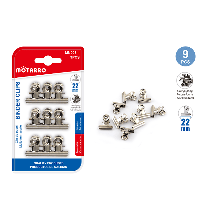 Clip Dobles De Papel Metalica 9Pcs 1
