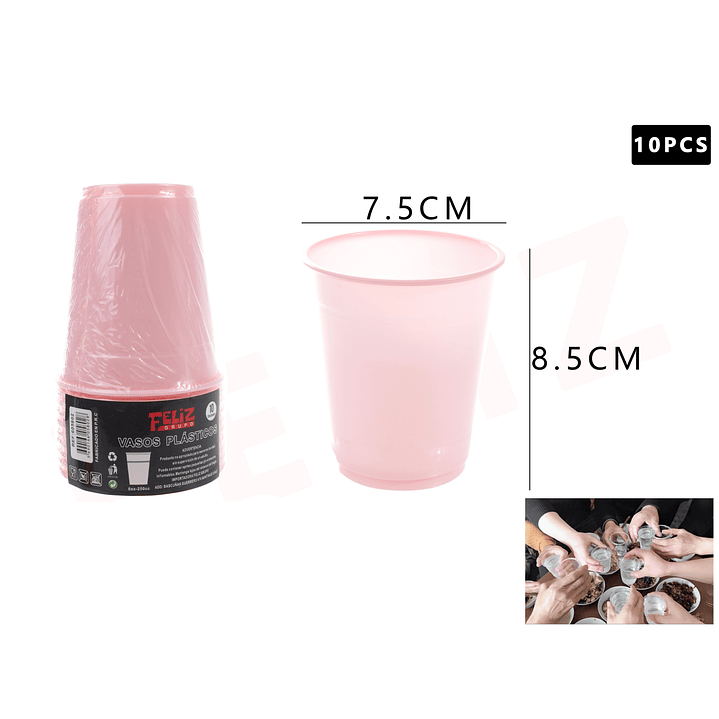 Vaso Plástico Rosado 250ML 10pcs 1