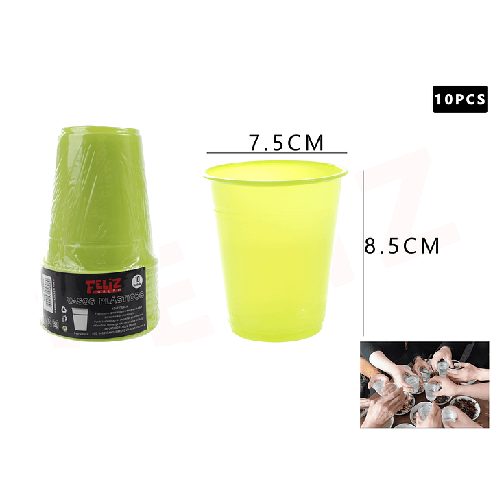 Vaso Plástico Verde 250ML 10pcs 1