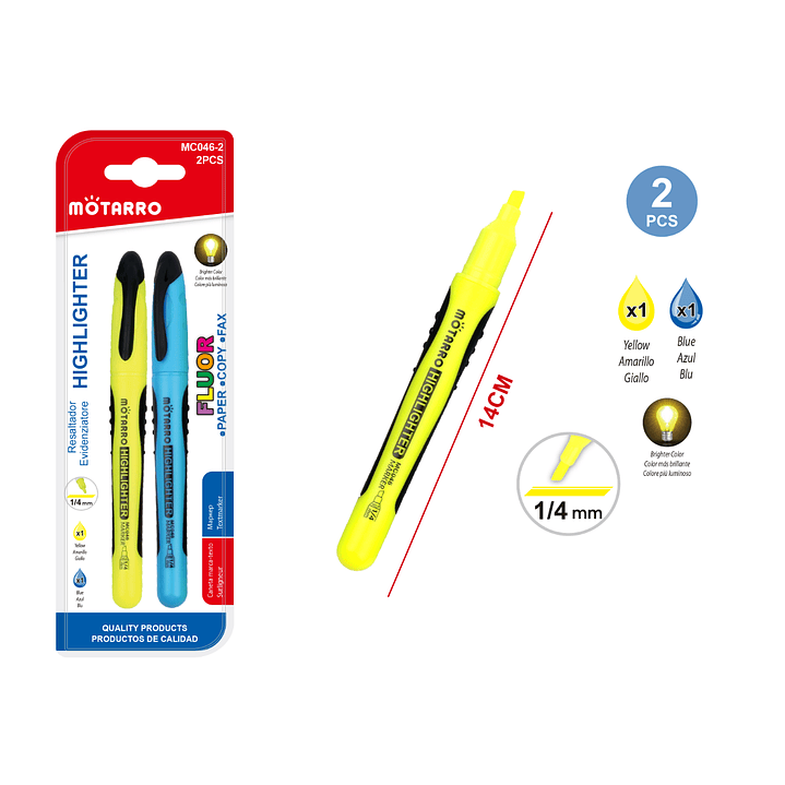 Pack Destacador Fluor 14Mm 2Pcs 1