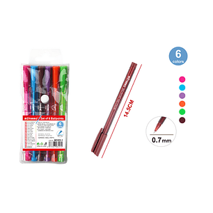 Bolígrafos Colores 14.5cm 6pcs
