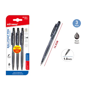 Lápiz Pasta Negro 1,0 mm 3 Unidades