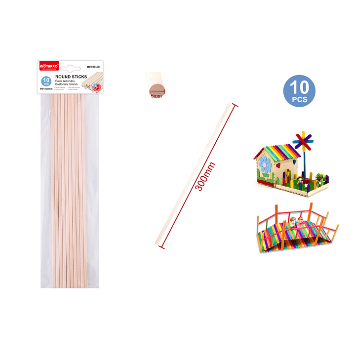 Palito Madera Manualidades 30 Cm 10 Pcs 1