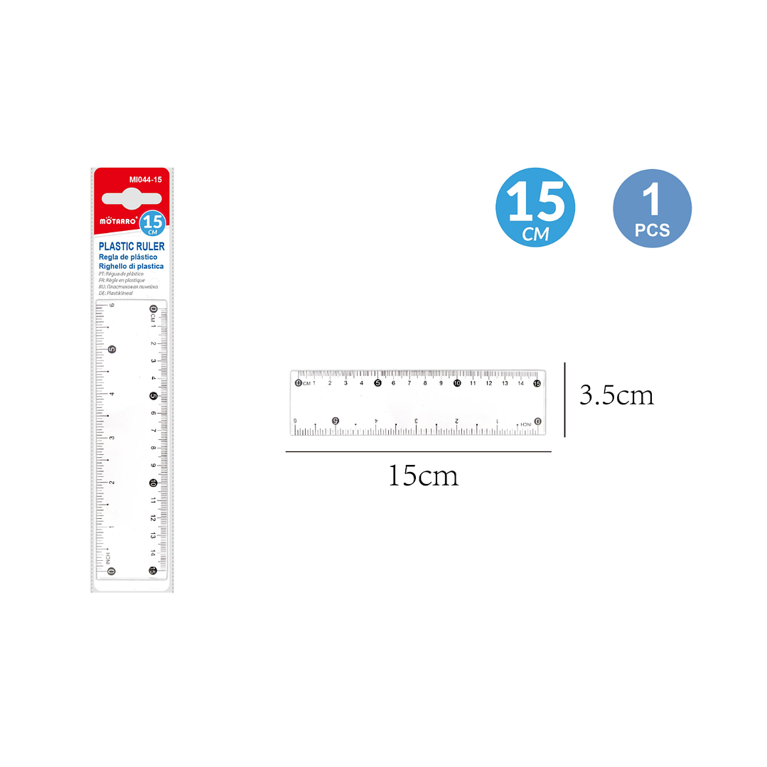 Regla transparente largo 15 cm 1