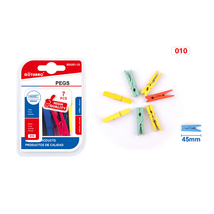 Pinzas De Madera Color 45Mm 7Pcs 1