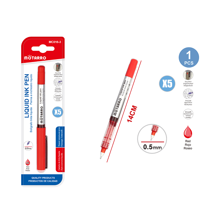 Boligrafo Gel Rojo 05Mm 14Cm 1