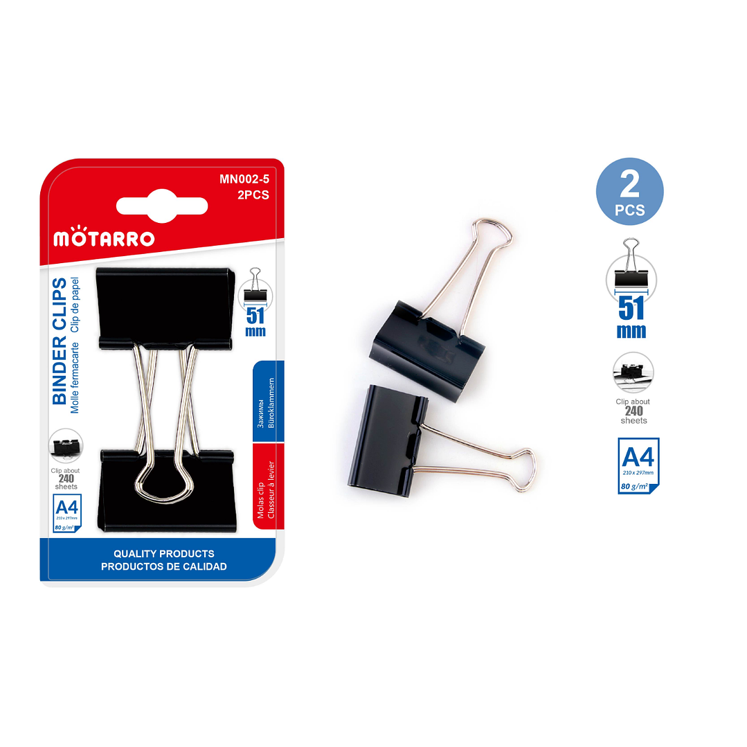 Clip De Papel Negro 51Mm 2Pcs 1
