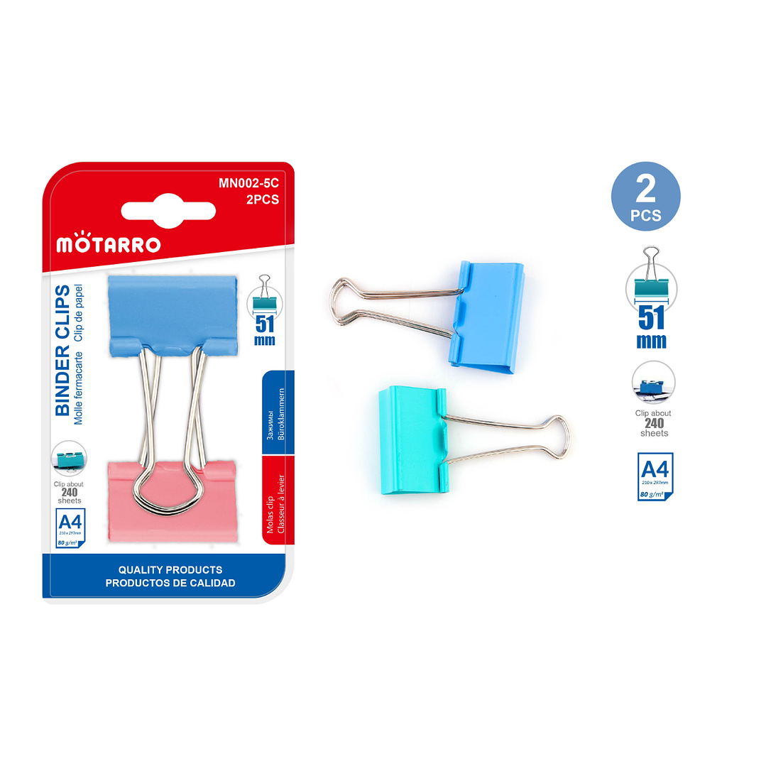 Clip De Papel Colores 51Mm 2Pcs 1