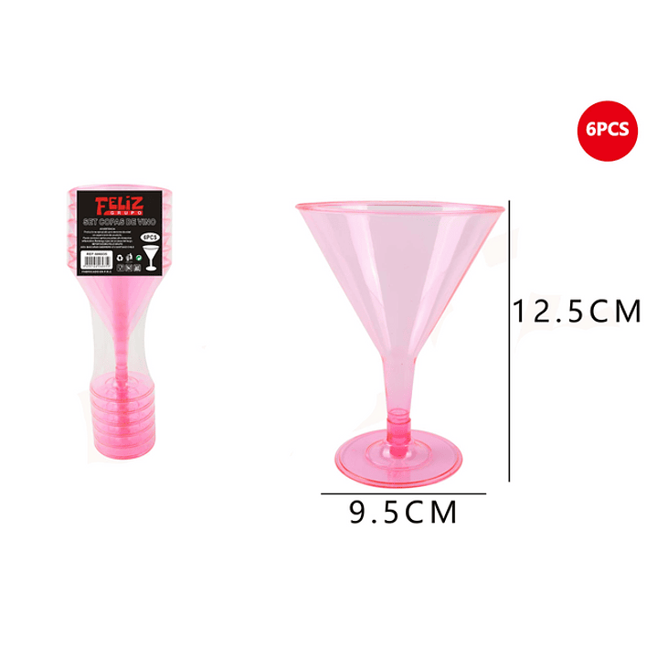 Copas Acrílicas de Cóctel Rosado 6pcs 1