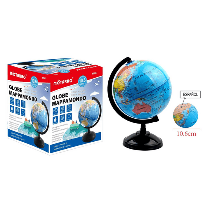 Globo Terráqueo Giratorio Con Base 10.6Cm 1