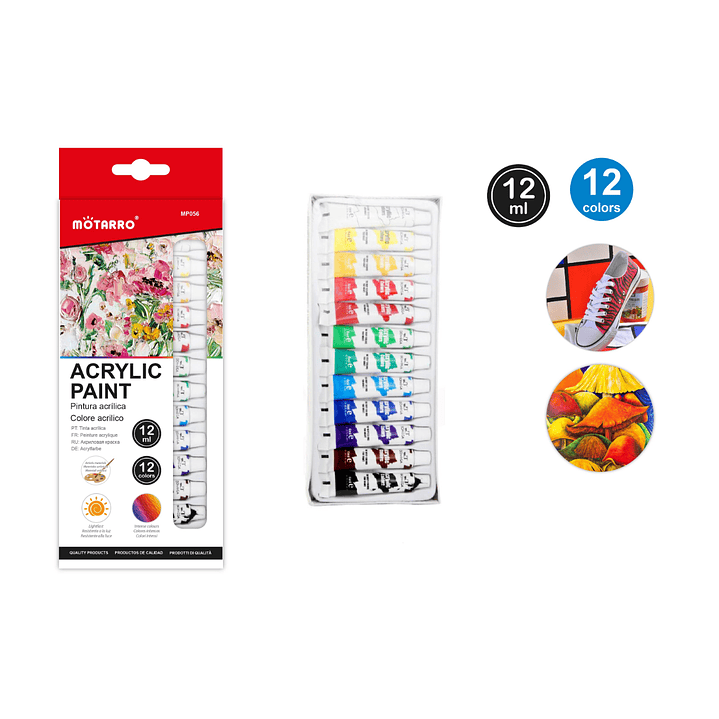 Pinturas Acrílica 12ml 12 colores 1