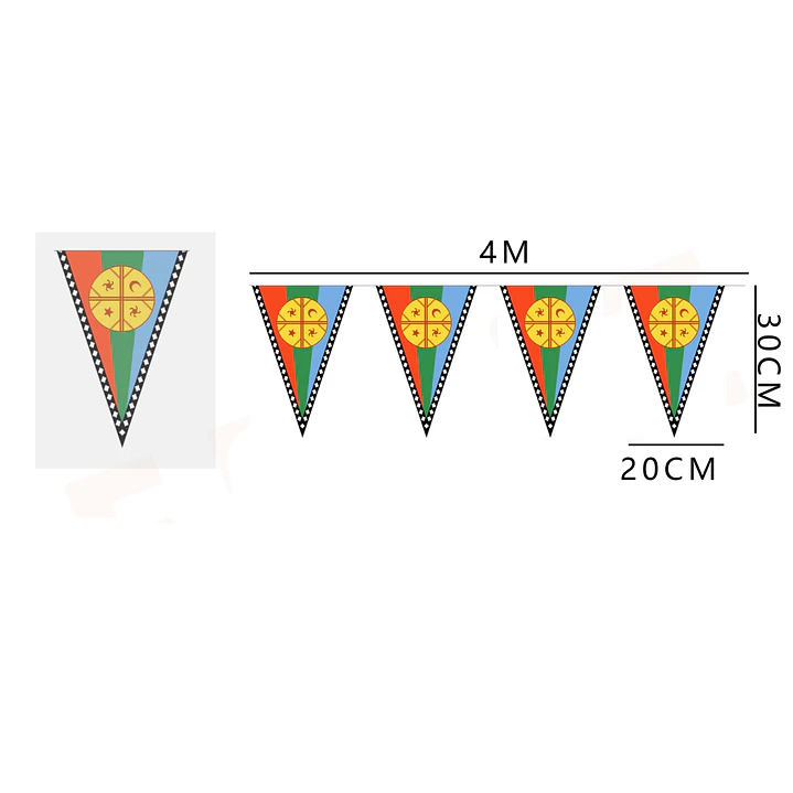 Guirnalda Bandera Mapuche 4Mx30cm 1