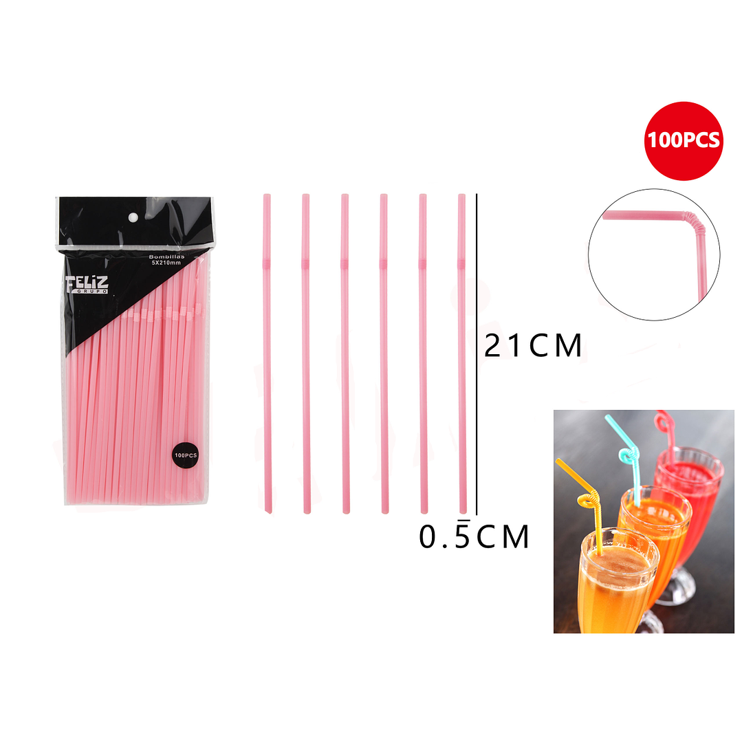 Bombilla Rosado 5x210mm 100pcs 1