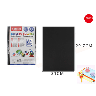 Papel De Colores Negro 100 Hojas A4 80G