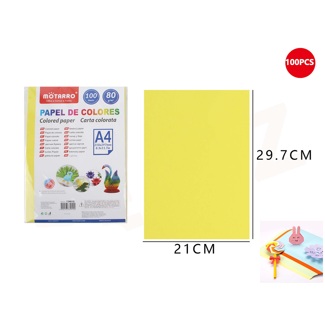 Papel De Colores Limon Amarillo 100 Hojas A4 80G 1