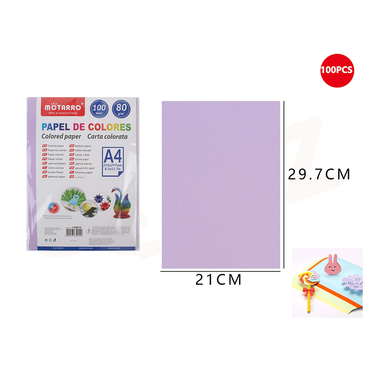 Papel De Colores Lila 100 Hojas A4 80G 1