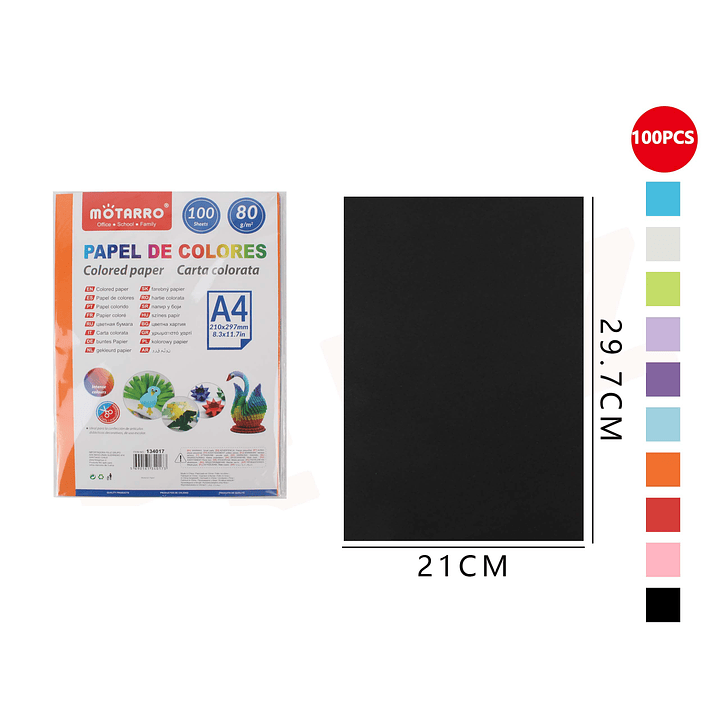 Papel De 10 Colores 100 Hojas A4 80G 1