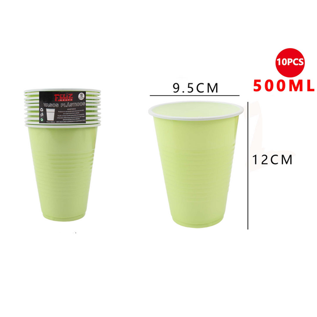 Vaso Plástico Verde 500ML 10pcs 1