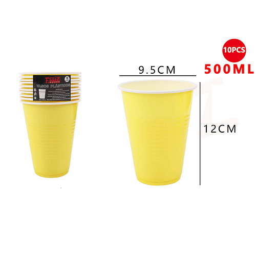 Vaso Plástico Amarillo 450ML 10pcs