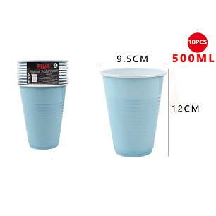 Vaso Plástico Celeste 500ML 10pcs
