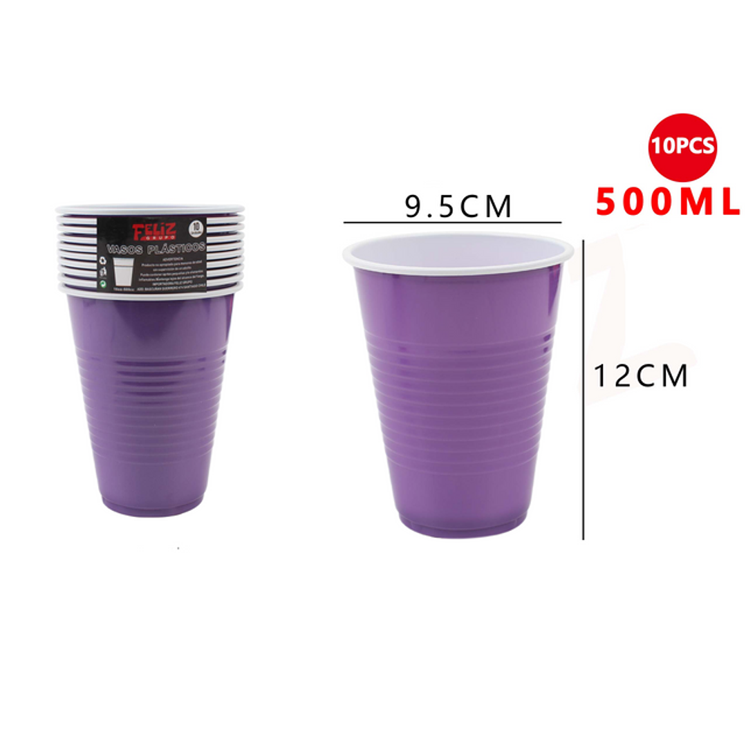 Vaso Plastico Violeta 450Ml 10Pcs 1