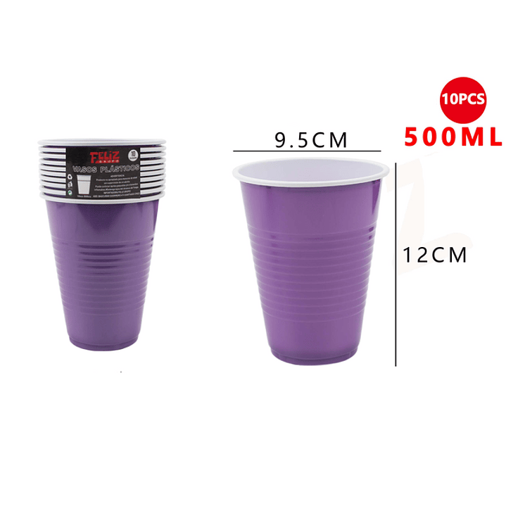 Vaso Plastico Violeta 450Ml 10Pcs 1