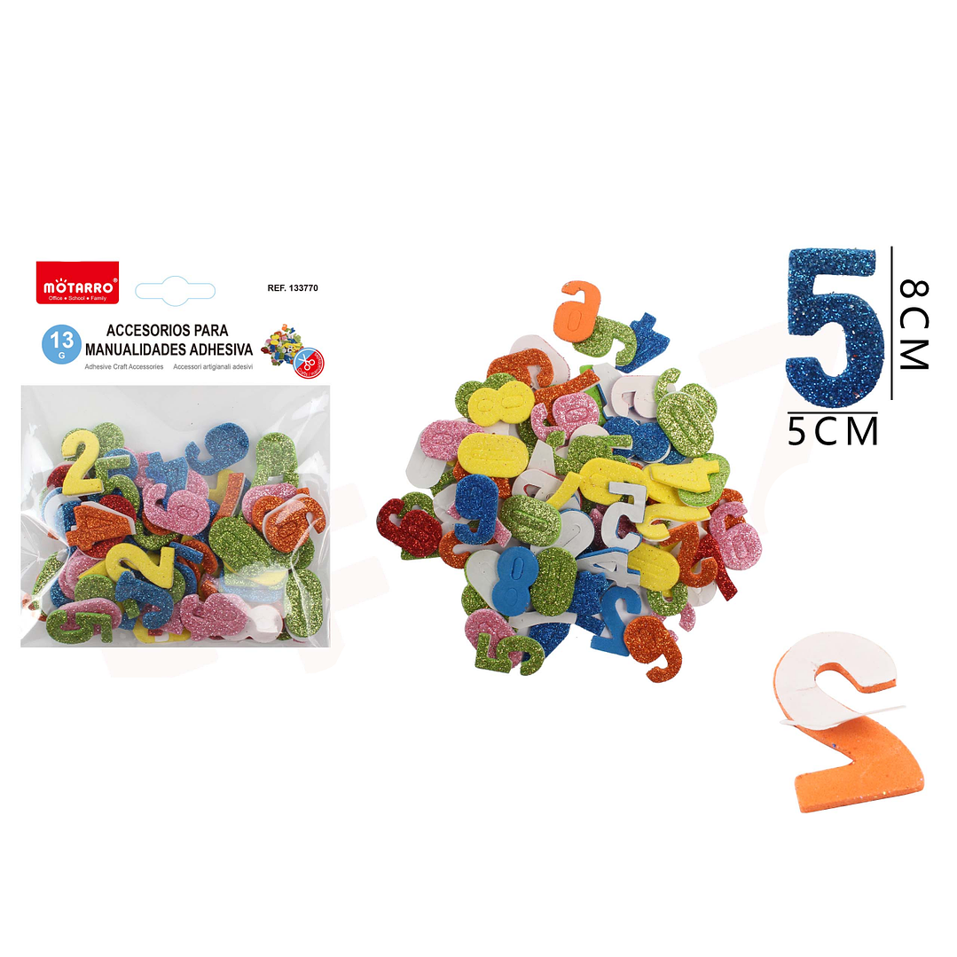 Sticker Autoadhesivos de numero con glitter 1