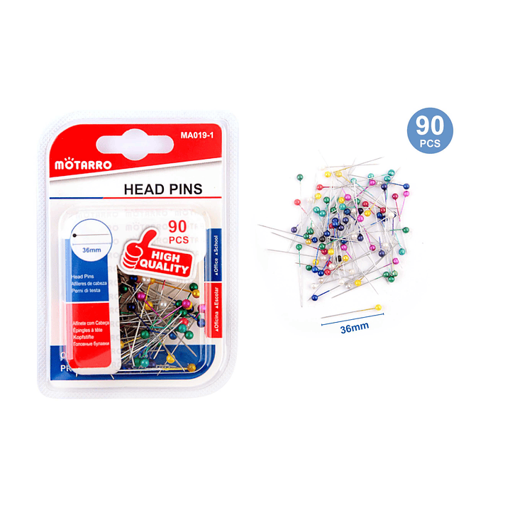 Alfileres De Cabeza Multicolor 90 Pcs 1