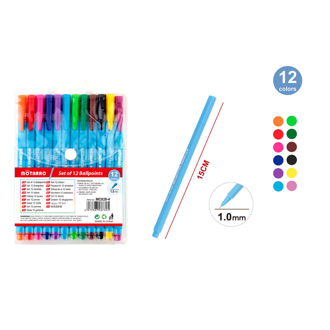 Set Boligrafos Multicolores 10 Mm 12 Pcs 1