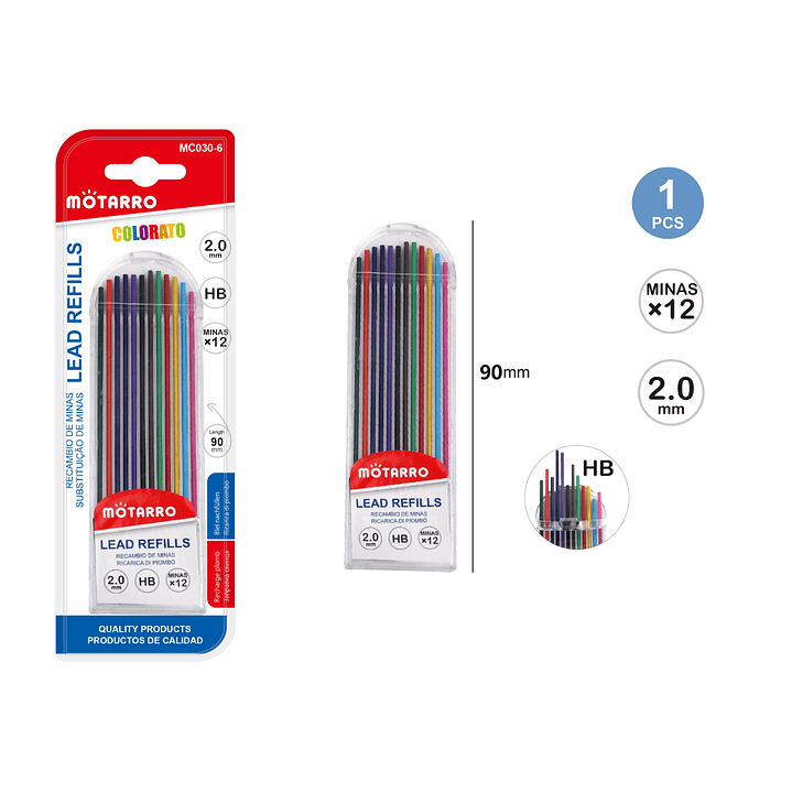 Recambio de Minas Colores 90mm 12pcs 1