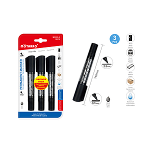 Marcador Permanente Negro doble punta 3 pcs