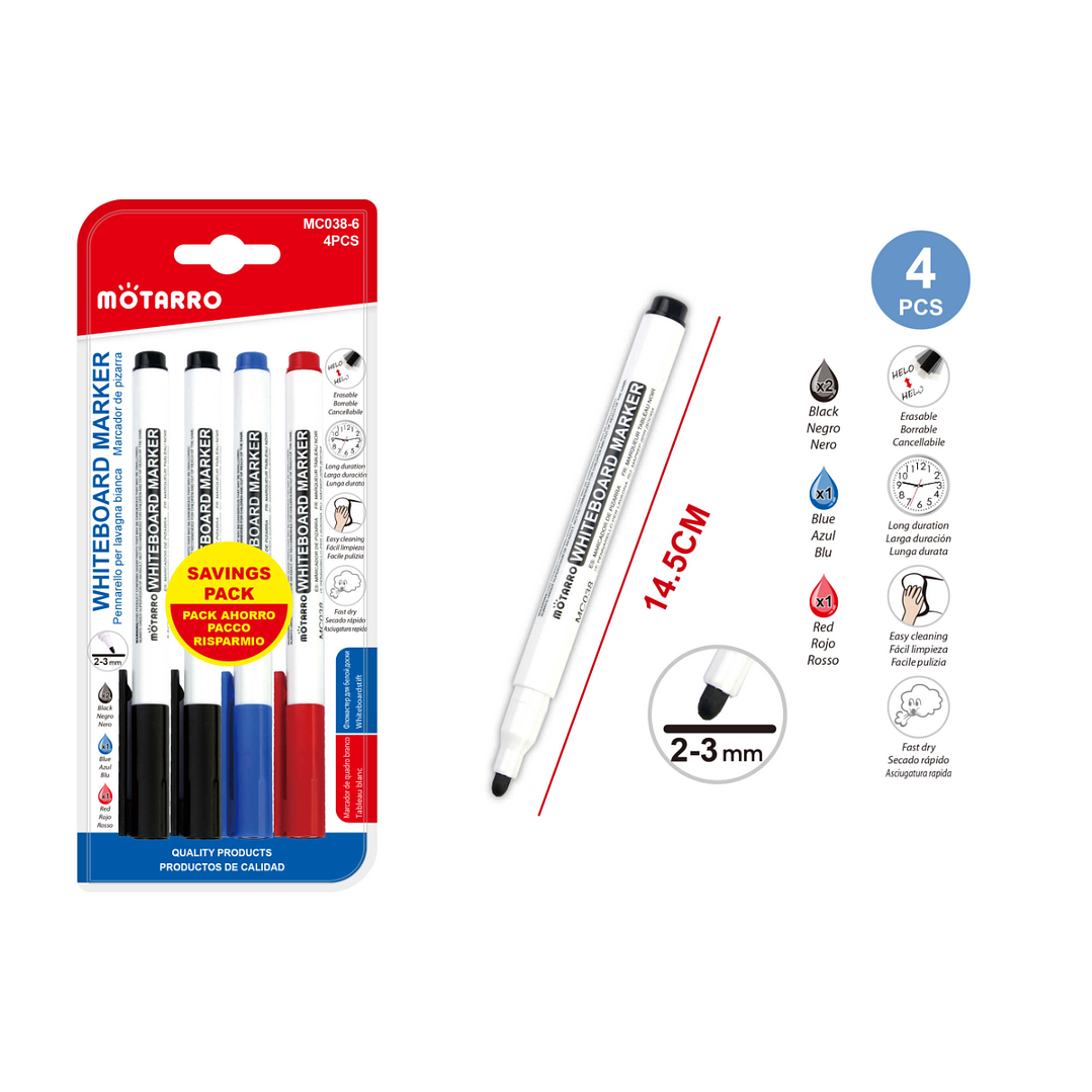 Plumon De Pizarra 3 Colores 4 Pcs 1