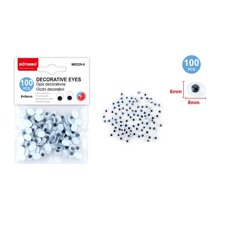 Ojos decorativos 8x6mm 100pcs 1