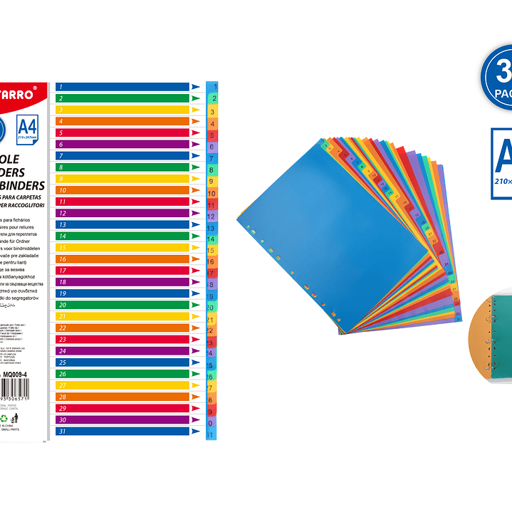 Divisores Para Carpetas 21 x 29.7 cm 31 Hojas 1
