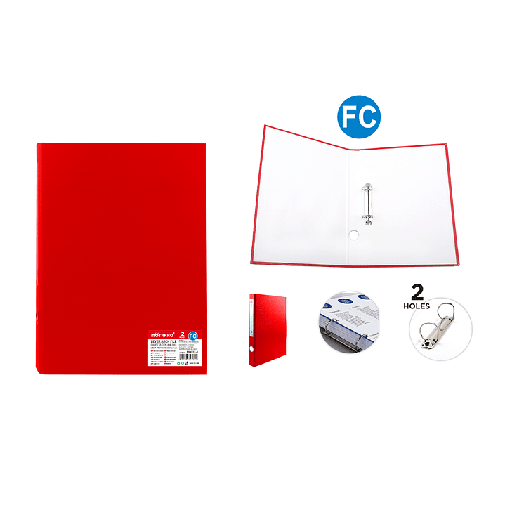 Archivador Con 2 Anillos Rojo 1