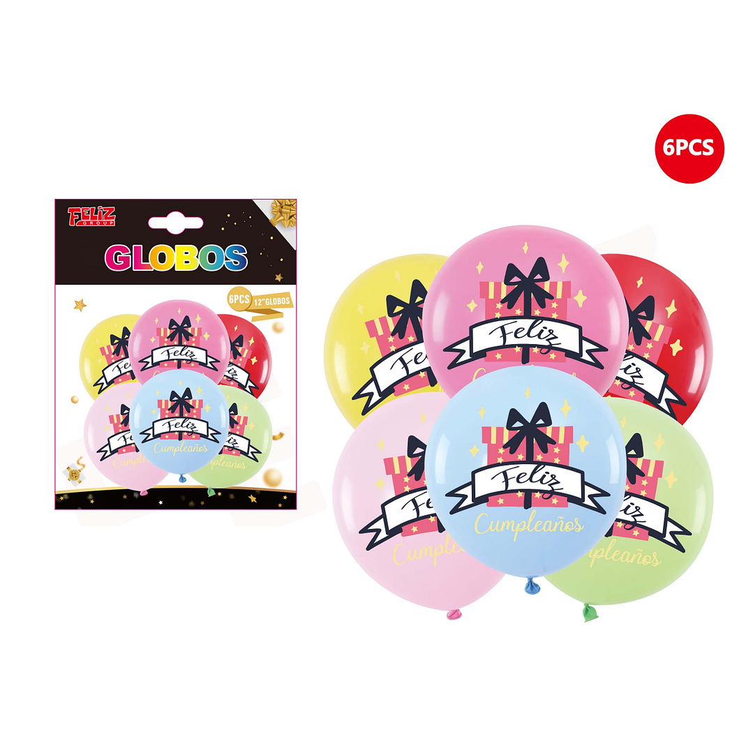 Globos Feliz Cumpleaños y Regalos 6pcs 1