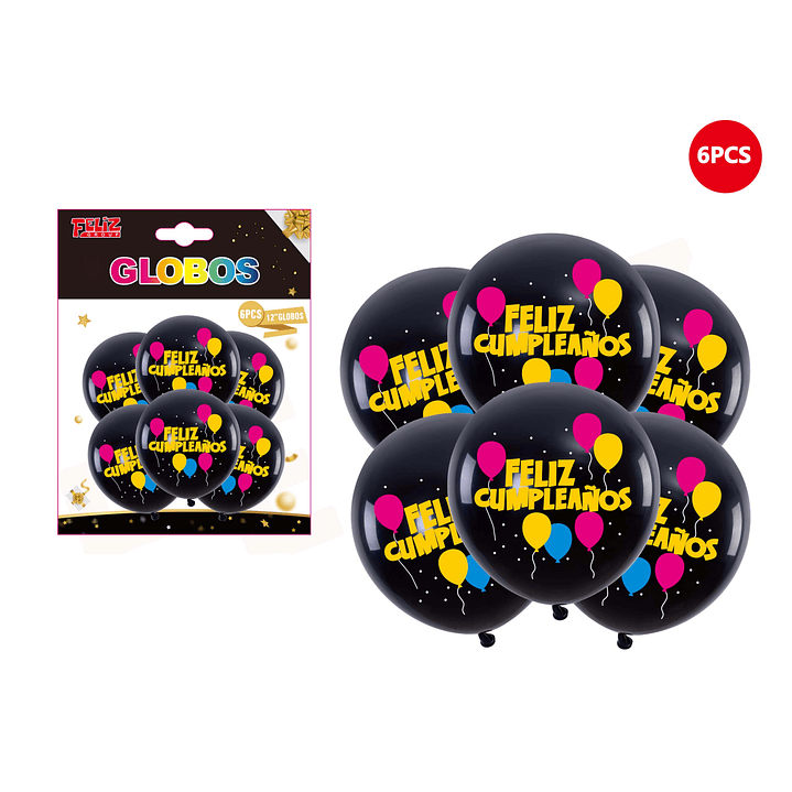 Globos Feliz Cumpleaños con Mini globos 6pcs 1