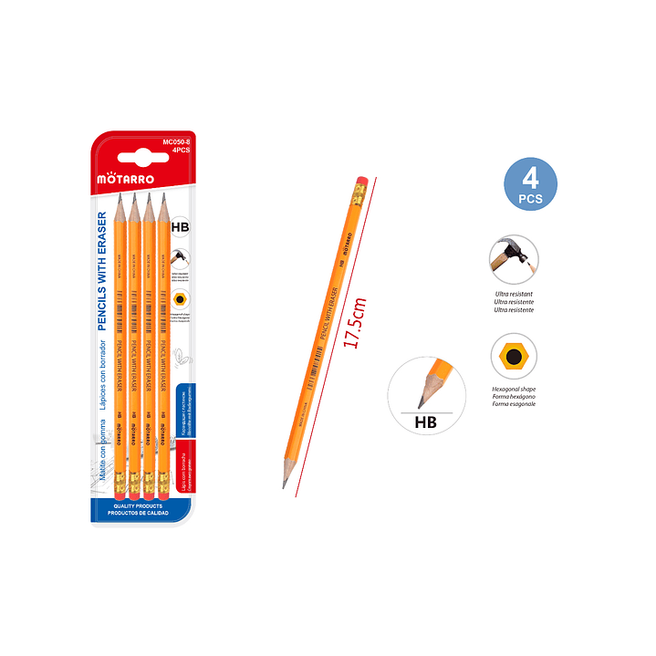 Lapices Grafito Hb 4 Pcs 1