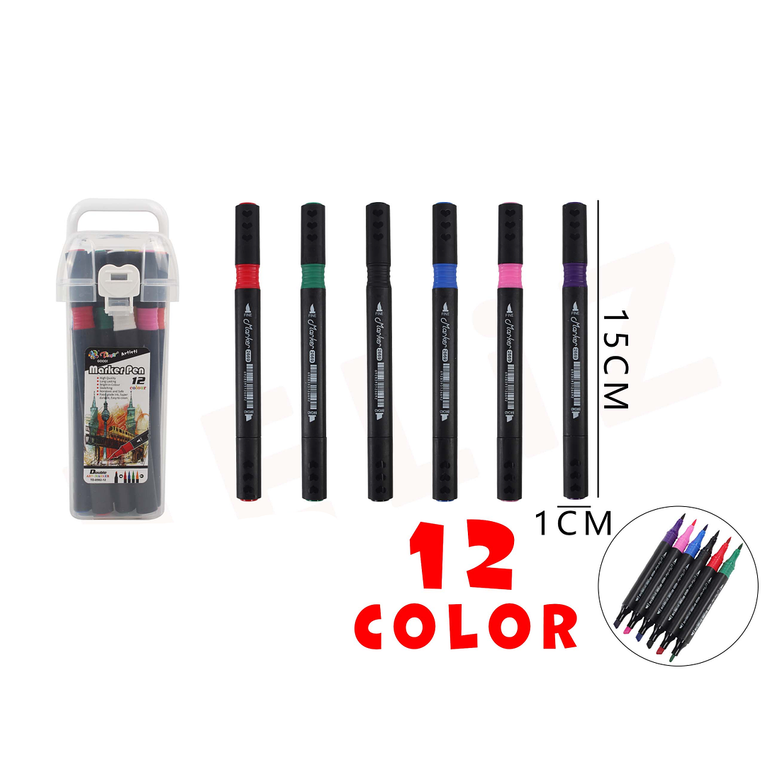 Marcadores De Colores Doble Punta 15Cm 12Pcs 1
