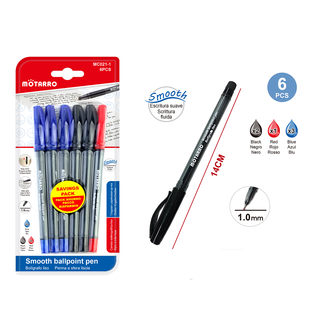 Boligrafo Escritura Suave 6 Pcs 1