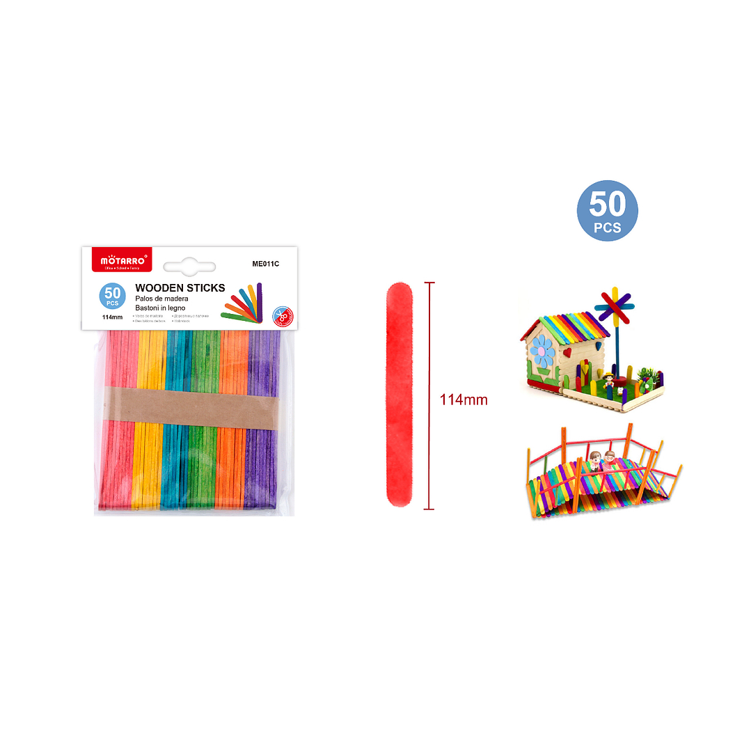 Palito Manualidades Multicolor 50 Pcs 1