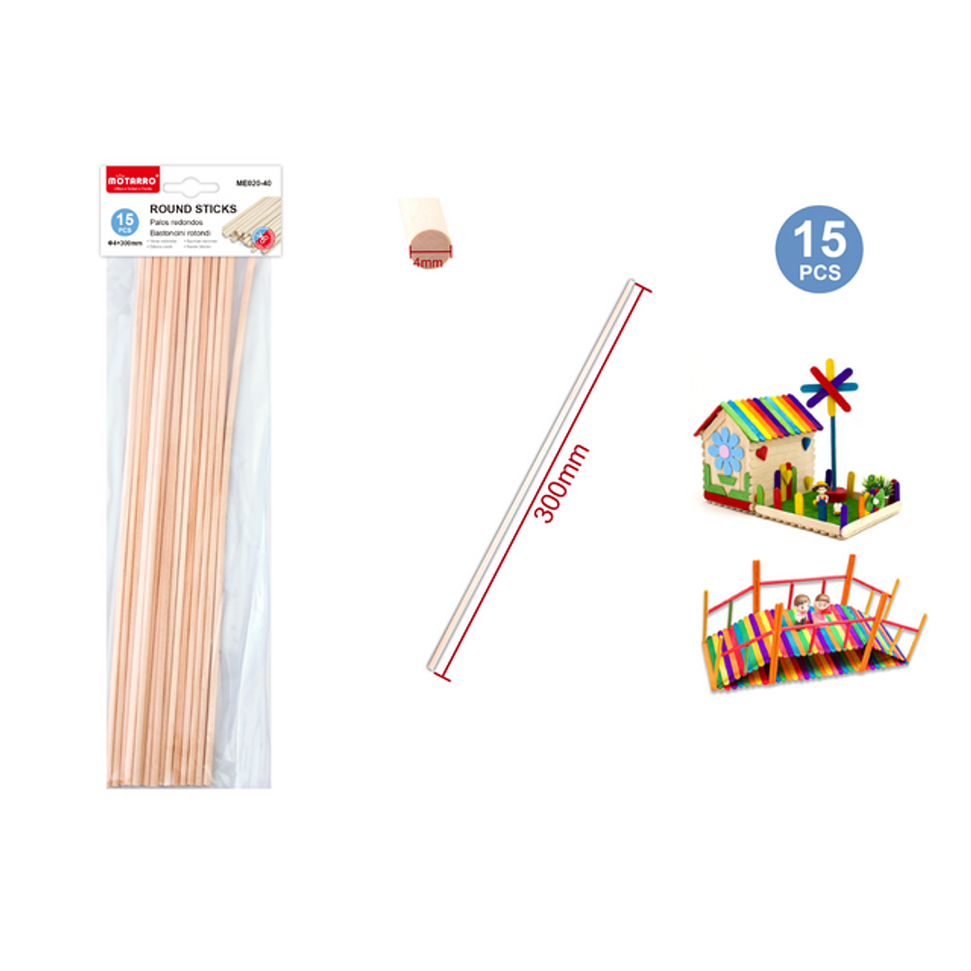 Palitos De Madera 300X4 Mm 15 Pcs 1
