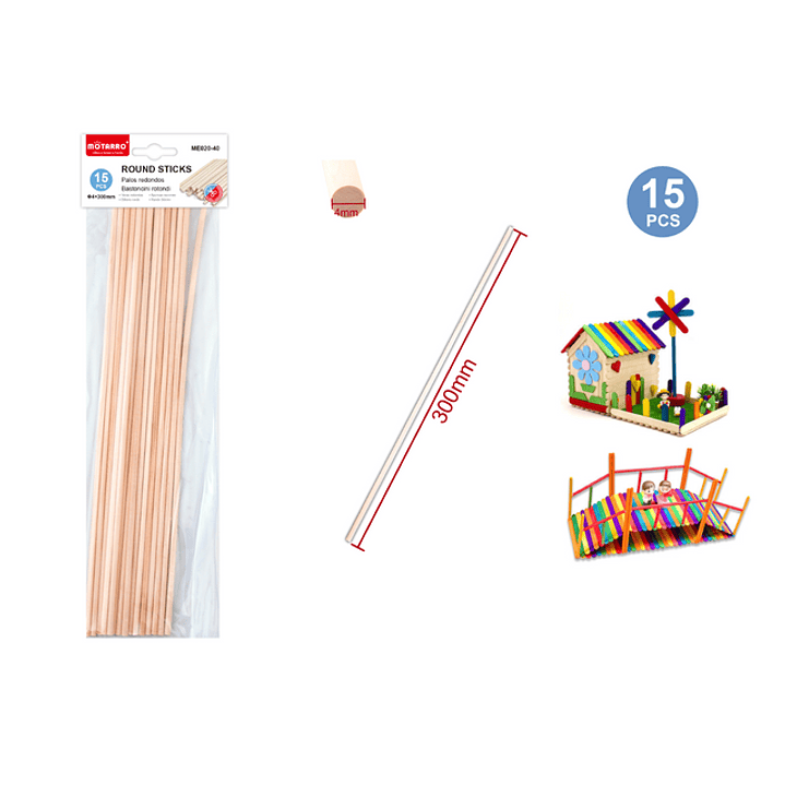 Palitos De Madera 300X4 Mm 15 Pcs 1