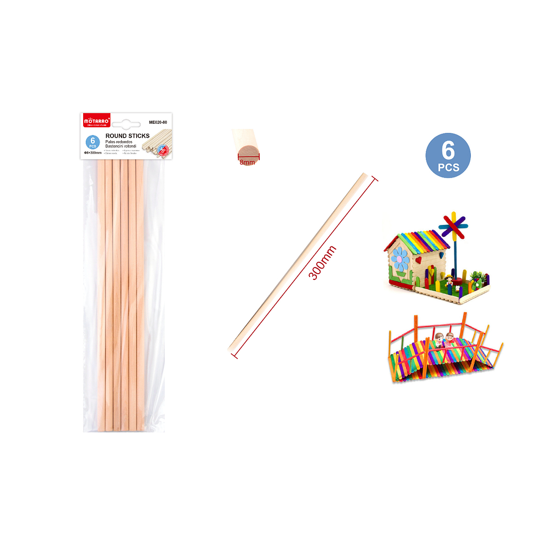 Palo De Manualidades 300 Mm 6 Pcs 1