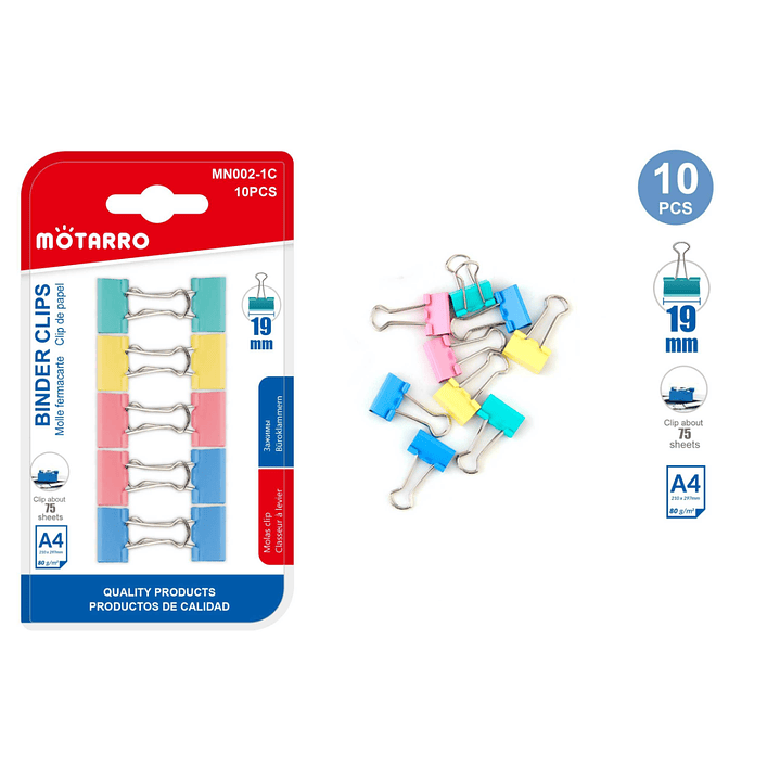 Clip De Papel Colores 19Mm A4 1